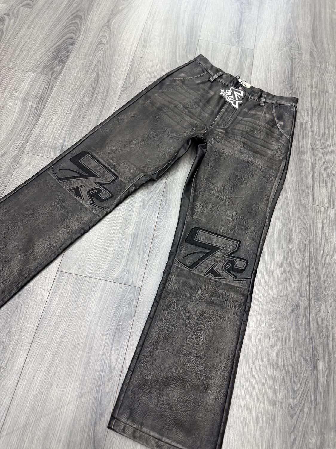 TRIPLE 7s CLUB PANTS  “BLK/LEATHER”  (30w)  NEW