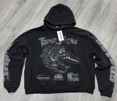 TRIPLE 7s CLUB HOODIE “BEAR/BLK”  (MEDIUM)  NEW
