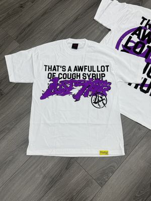 LOST HILLS x COUGH SYRUP TEE  “WHT/SPELL OUT”  (XXL)  NEW