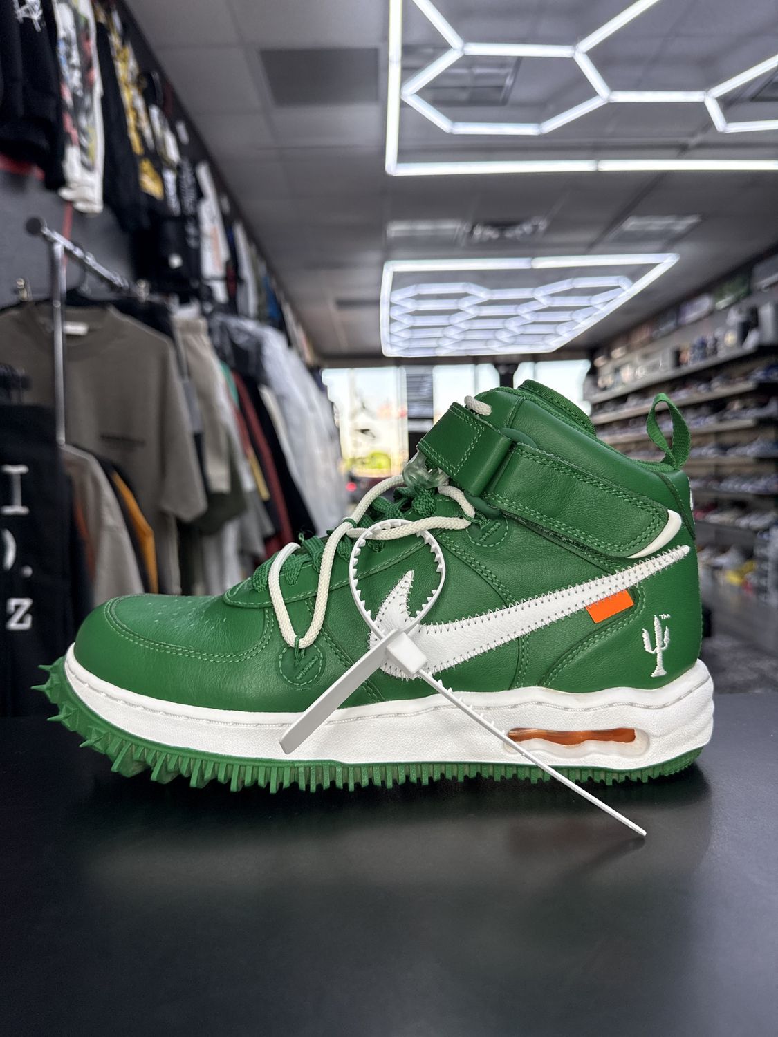NIKE AF1 MID x OFF-WHITE  “PINE GRN”  (SZ 9)  USED/OG ALL