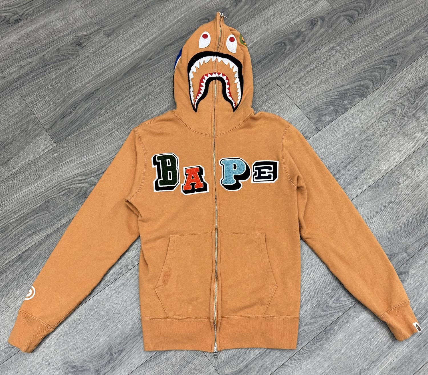 BAPE JACKET “ORANGE/MULTIFONT”  (SMALL)  PRE-OWNED