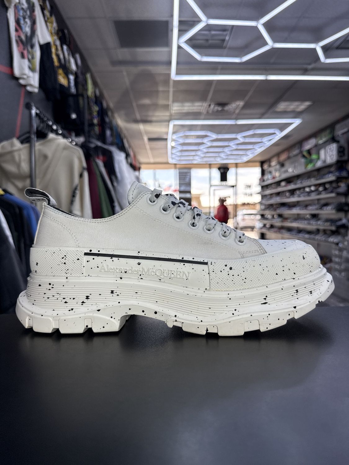 ALEXANDER MCQUEEN TREAD SLICK  “BLK SPECKLED”  (SZ 12US / 45)  USED/OG ALL