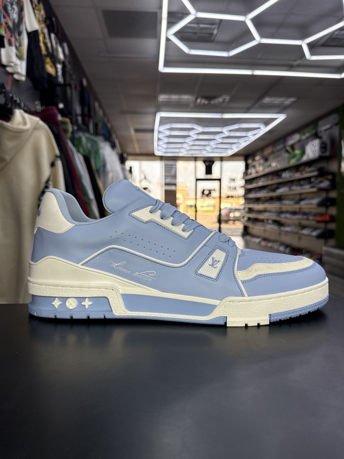 LOUIS VUITTON TRAINER “#54 BLUE/WHT”  (SZ 12.5US / 11LV)  WORN 1x/NO BOX