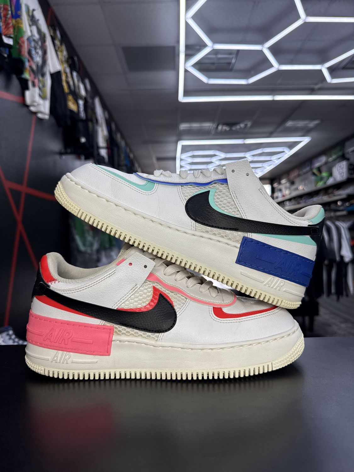 NIKE AF1 SHADOW  “WHT BLUE BLK”  (SZ 9.5M / 11W)  USED/OG BOX