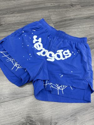SP5DER WEB DOUBLE LAYER SHORTS “BLUE”  (MEDIUM)  NEW