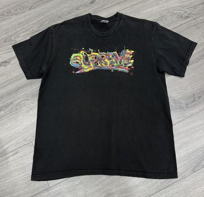 SUPREME TEE “BLK/PAINT SPLATTER”  (X-LARGE)  USED