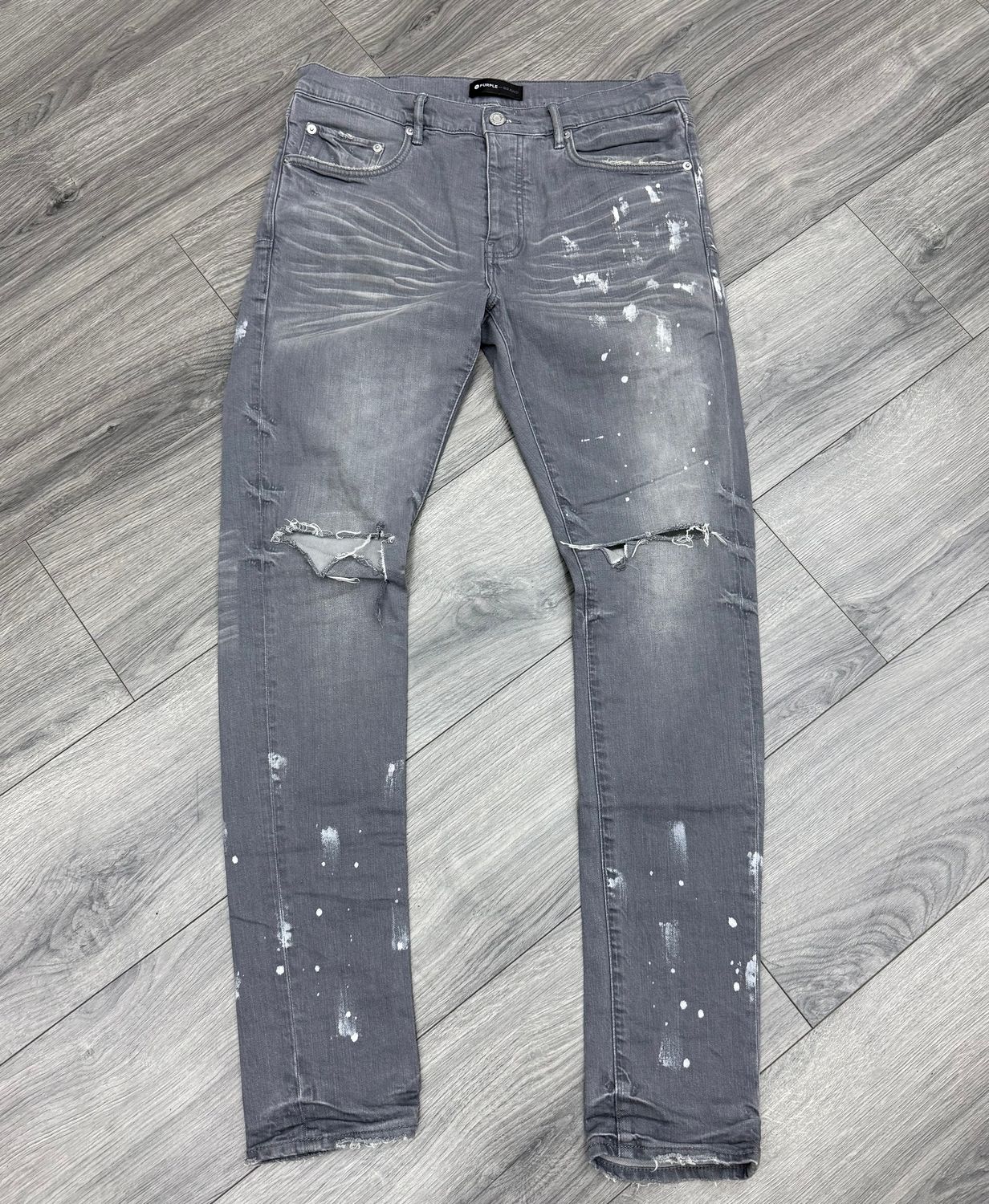 PURPLE JEANS “GREY/WHT”  (32W)  PRE-OWNED