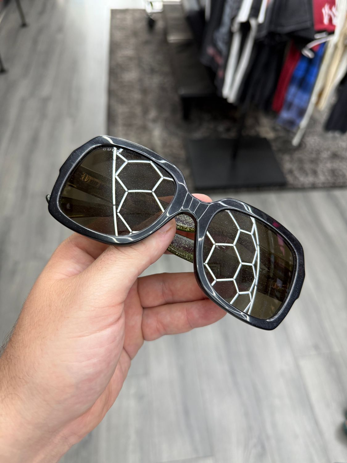 GUCCI GLASSES “SQUARE/GRN/BLK”  PRE-OWNED