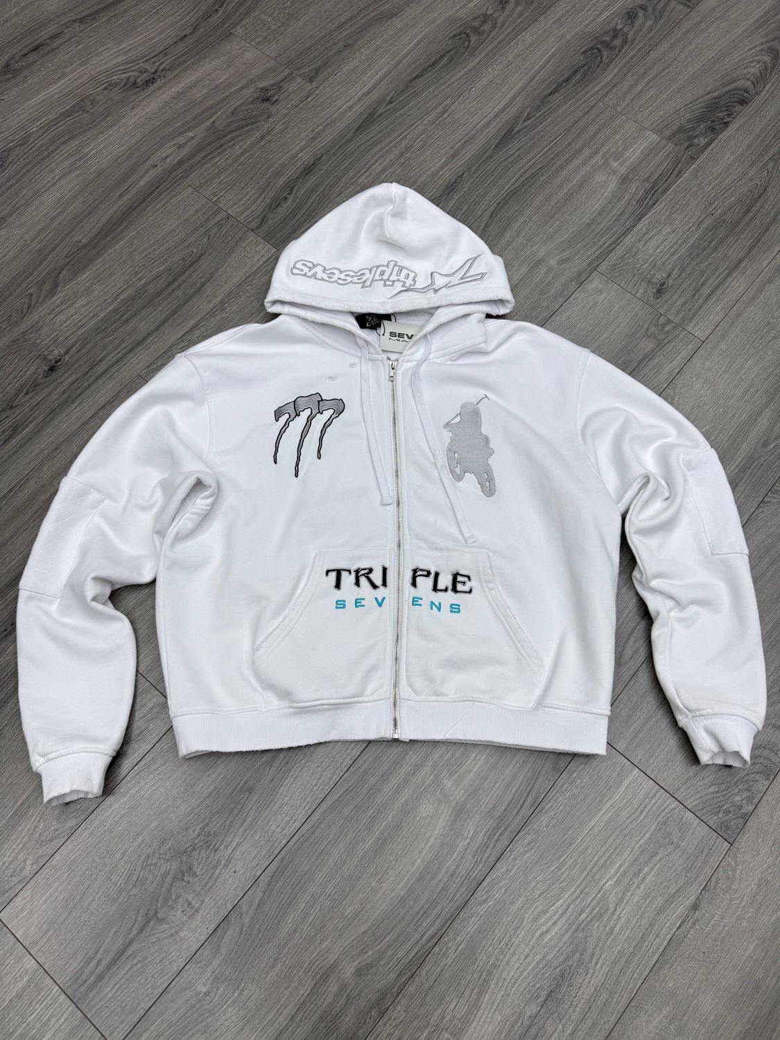 TRIPLE 7s JACKET “WHT”  (SMALL)  PRE OWNED