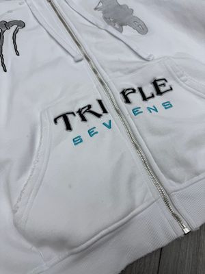 TRIPLE 7s JACKET “WHT”  (SMALL)  PRE OWNED