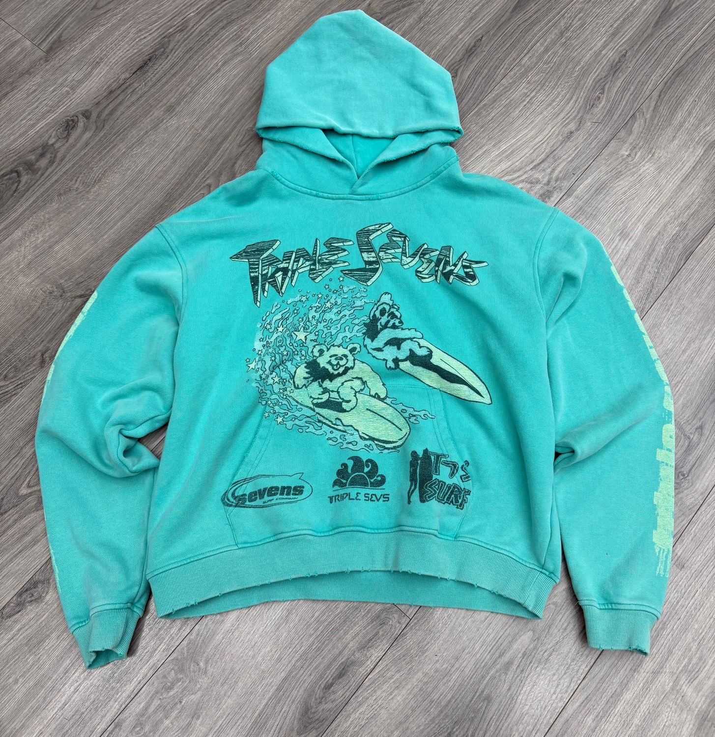 TRIPLE 7s HOODIE “AQUA”  (SMALL)  NEW