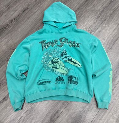 TRIPLE 7s HOODIE “AQUA”  (SMALL)  NEW