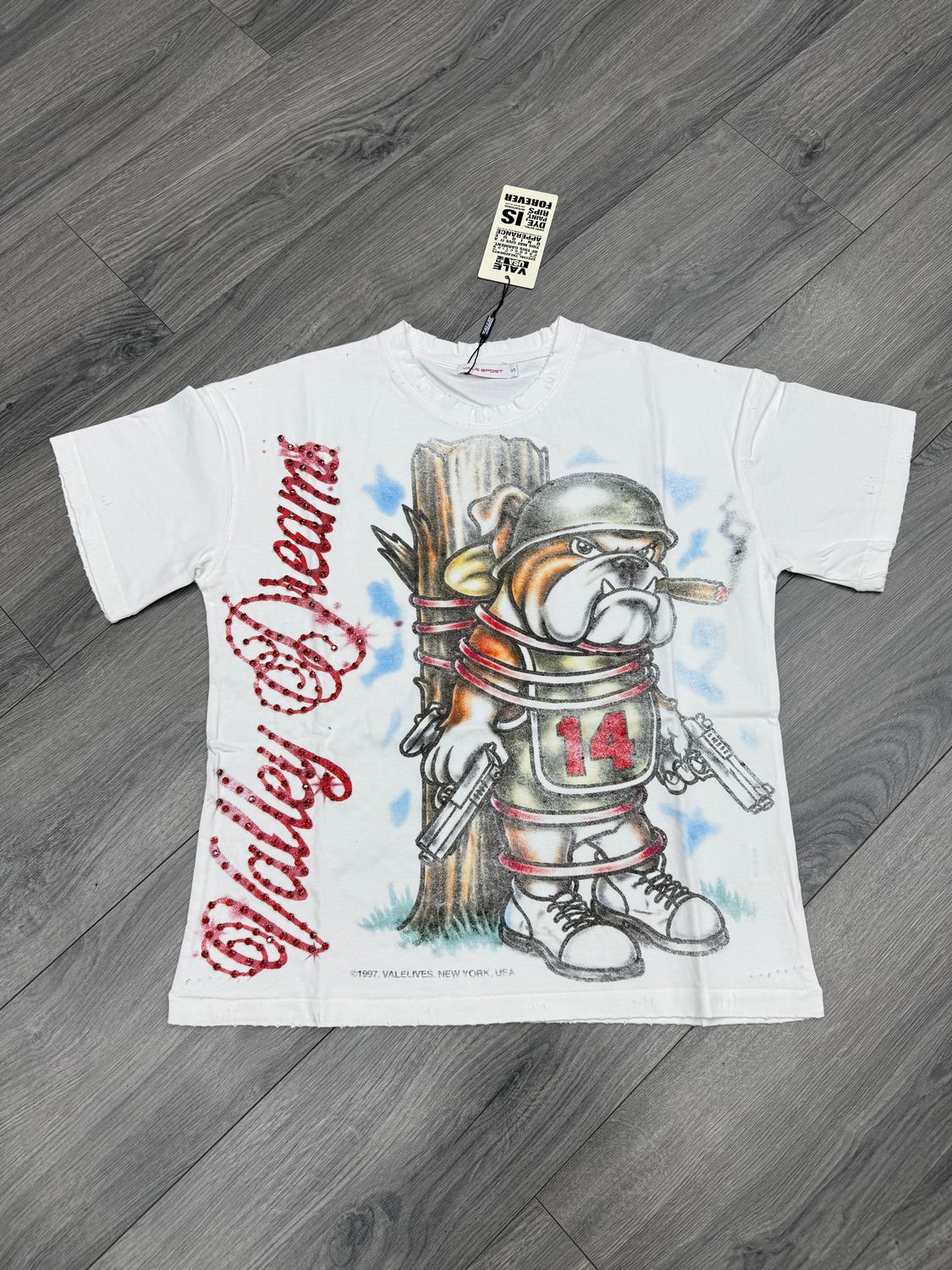 VALE FOREVER TEE “DOG OF WAR/WHT”  (MEDIUM)  NEW