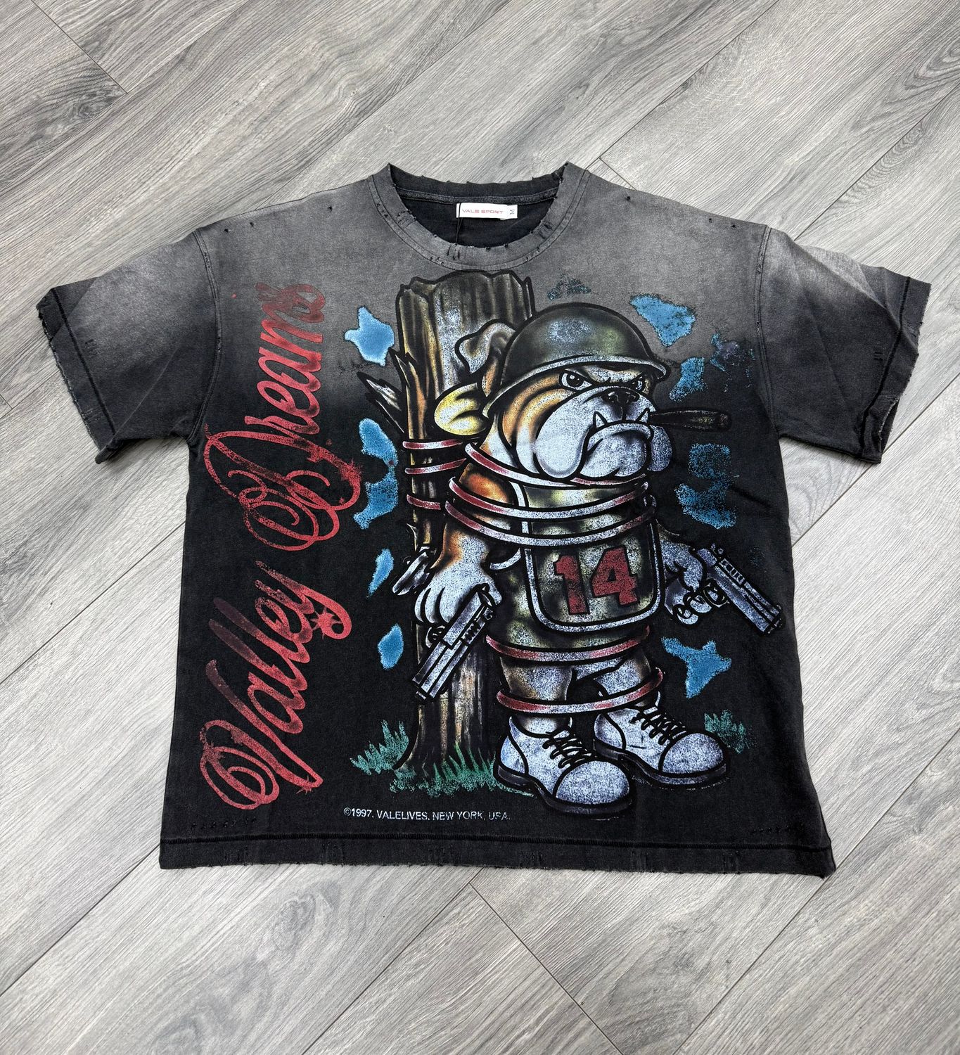 VALE FOREVER TEE “DOG OF WAR/BLK”  (X-LARGE)  NEW