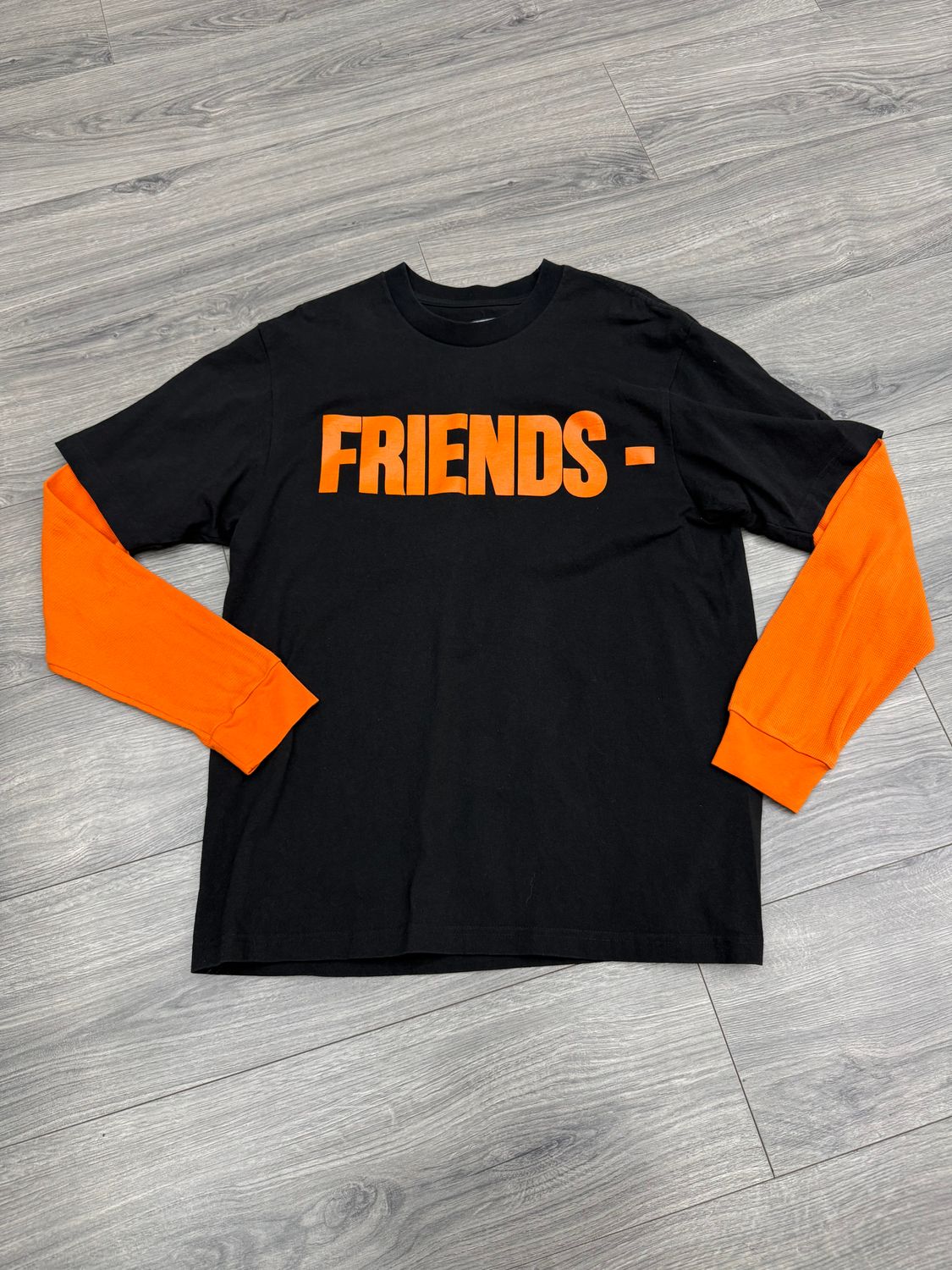 VLONE L/S THERMAL  “BLK/ORANGE”  (LARGE)  PRE-OWNED