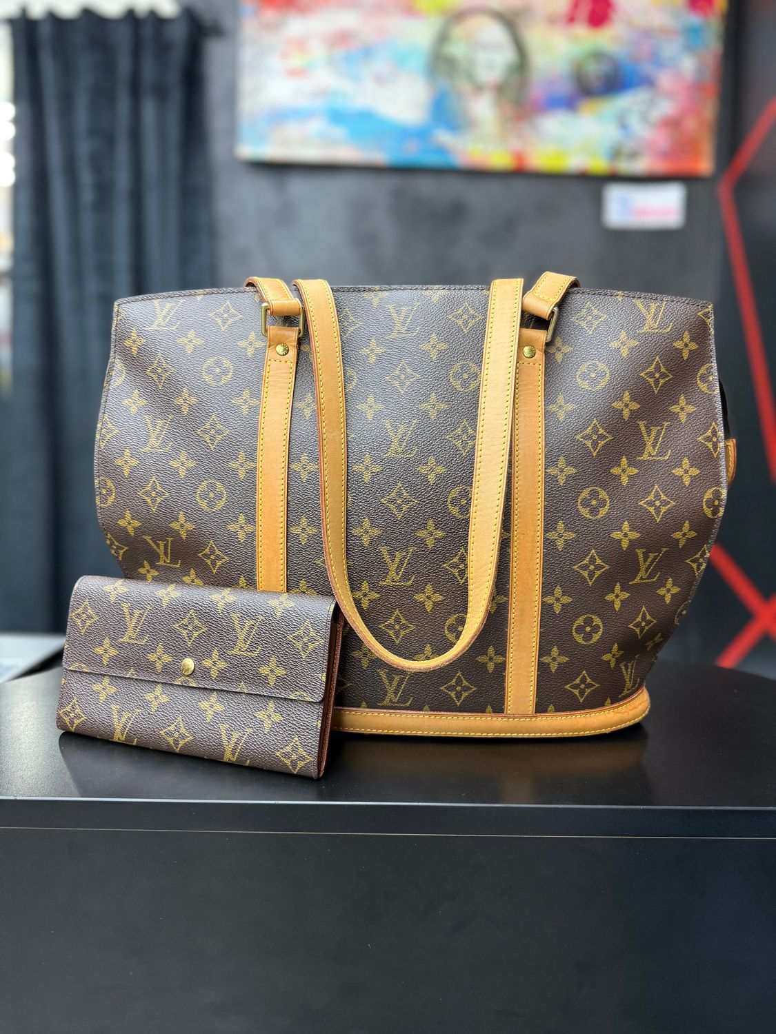 LOUIS VUITTON BABYLONE TOTE &amp; SNAP FLAP WALLET SET  “MONOGRAM”  (PRE-OWNED)