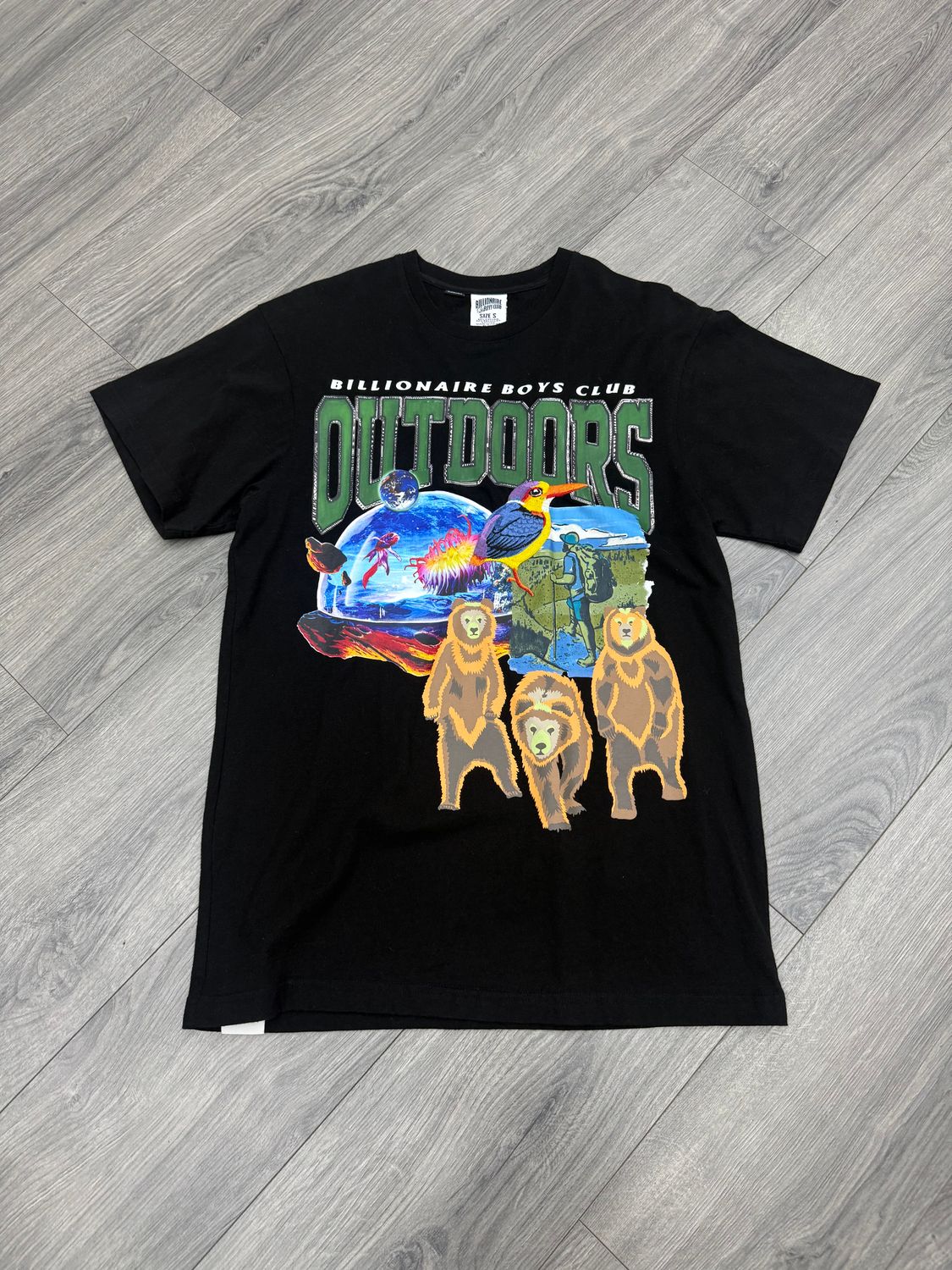 BILLIONAIRE BOYS CLUB TEE  “OUTDOORS KNIT”  (SMALL/OVERSIZED)  PRE-OWNED