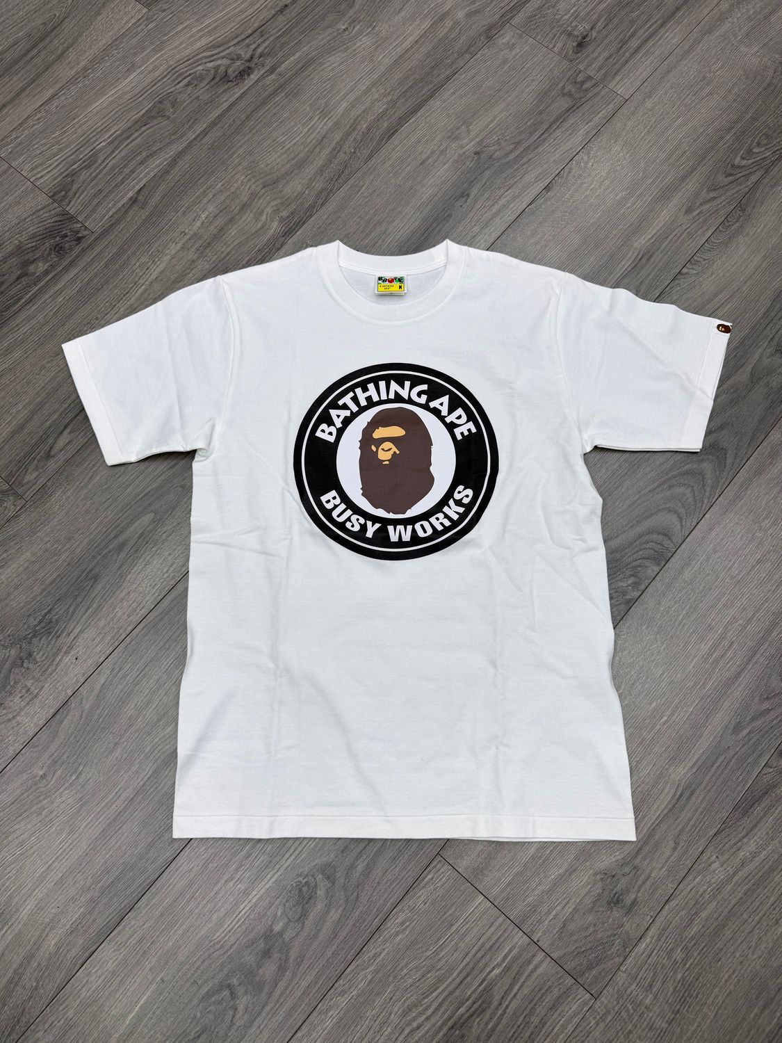 BAPE TEE “WHT/BUSY WORKS”  (MEDIUM)  NEW