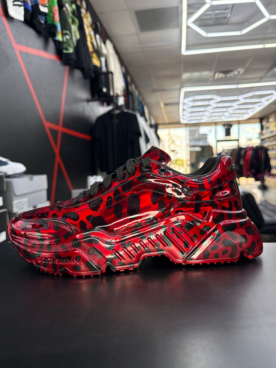 DOLCE &amp; GABBANA DAYMASTER  “PATENT RED LEOPARD”  (SZ 9US / 42)  USED/OG ALL