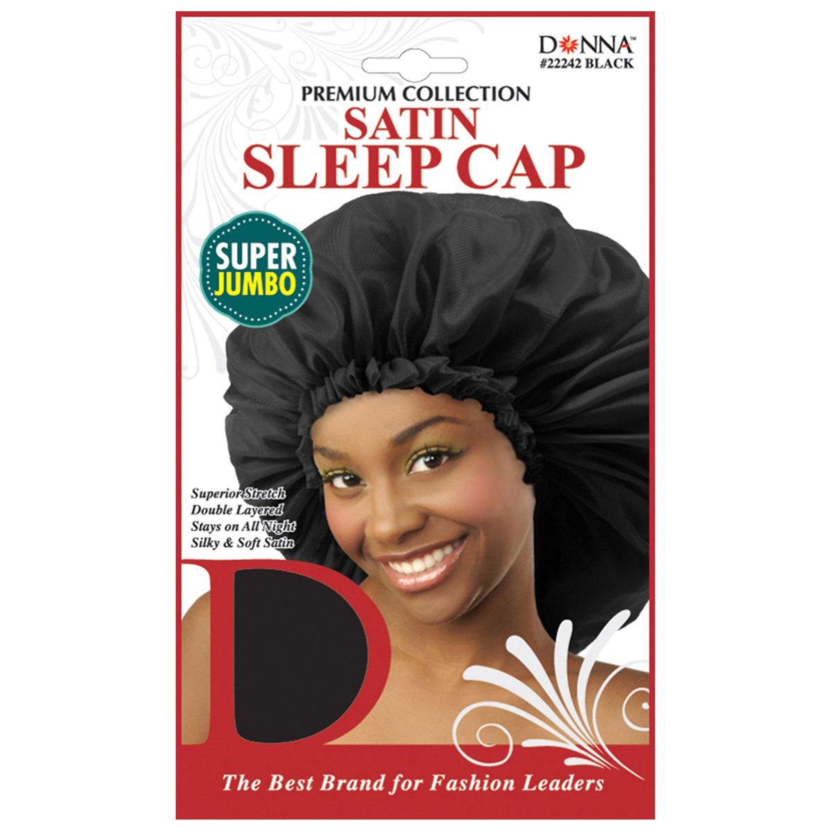 SATIN SLEEP CAP SUPER JUMBO BLACK