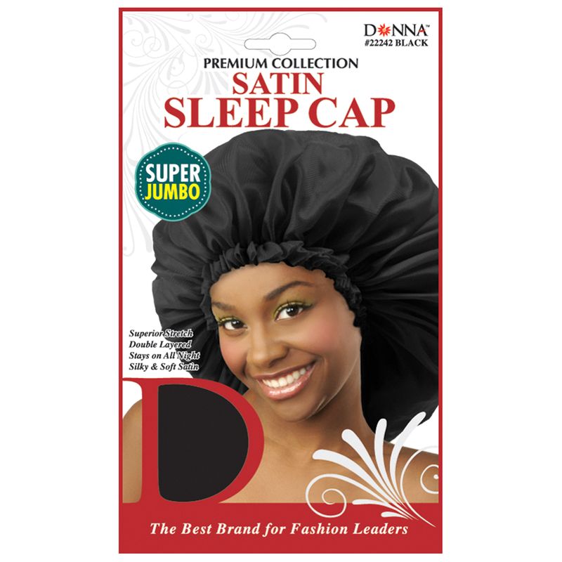 SATIN SLEEP CAP SUPER JUMBO BLACK