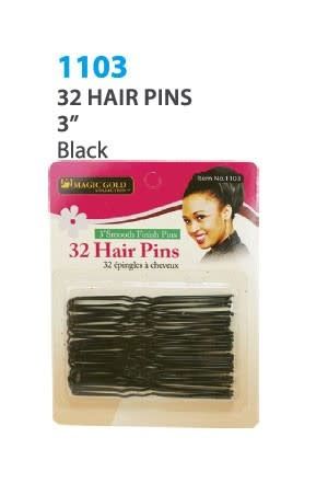 32 HAIR PINS 3&quot; BLACK