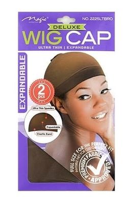 DELUXE WIG CAP LIGHT BROWN 2PC