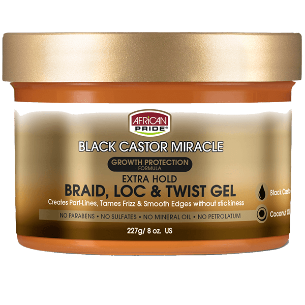 BLACK CASTOR MIRACLE EXTRA HOLD BRAID, LOC &amp; TWIST GEL 8OZ
