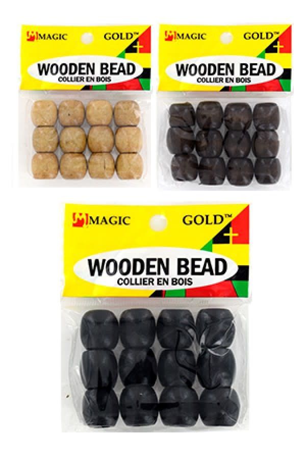 WOODEN BEADS LARGE BEIGE - 12PCS