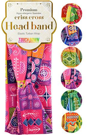 CRISS CROSS HEAD ELASTIC TURBAN WRAP - AFRICAN