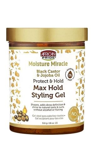 MOISTURE MIRACLE BLACK CASTOR &amp; JOJOBA PROTECT &amp; HOLD MAX HOLD STYLING GEL 18OZ