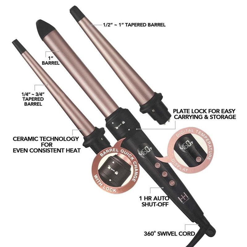 3-IN-1 INTERCHANGEABLE DIGITAL CERAMIC CURLING WAND SET