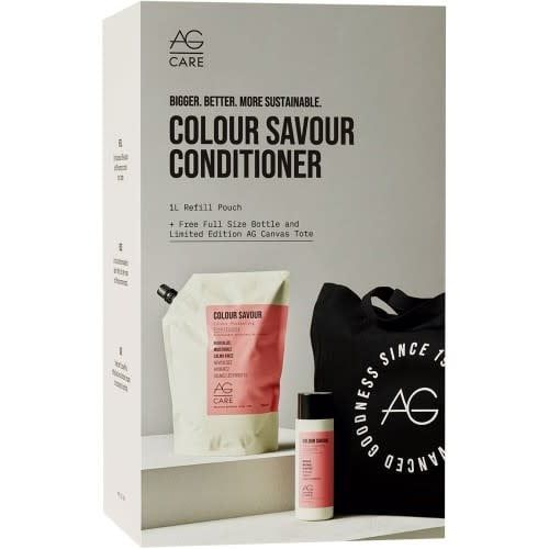 COLOUR SAVOUR CONDITIONER - 1L REFILL POUCH + FULL SIZE BOTTLE &amp; LIMITED EDITION CANVAS TOTE