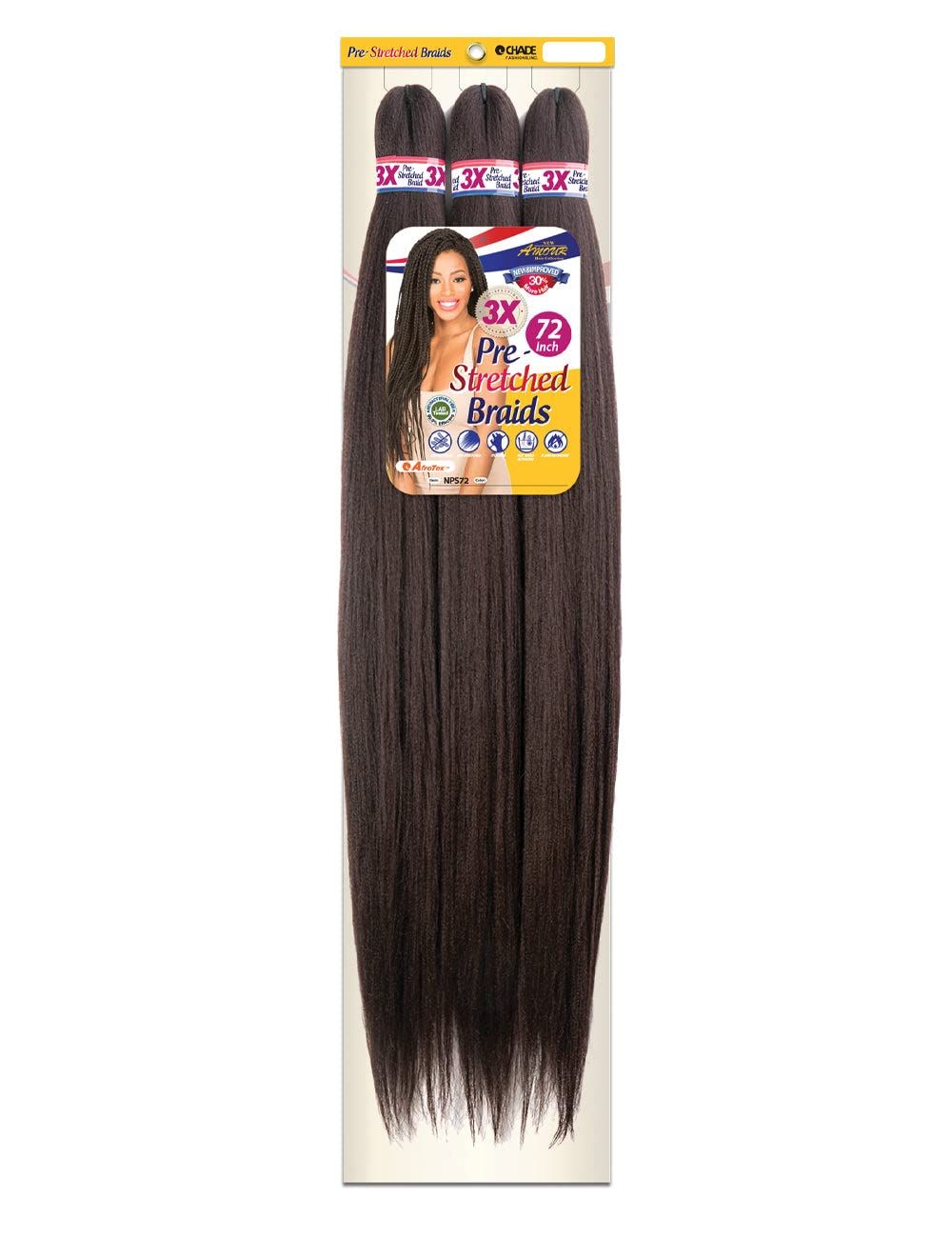 3X PRE-STRETCHED BRAIDS 72&quot;, Color: #1B
