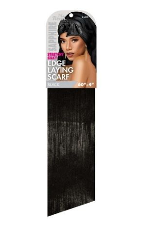 MS. REMI SAPPHIRE STRETCHY SILKY EDGE LAYING SCARF, Color: BLACK
