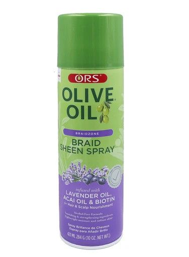 OLIVE OIL BRAID SHEEN SPRAY INFUSED WITH LAVENDER OIL, ACAI OIL &amp; BIOTIN 10OZ