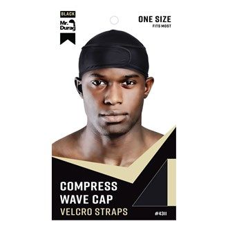 COMPRESS WAVE CAP WITH VELCRO STRAPS - BLACK