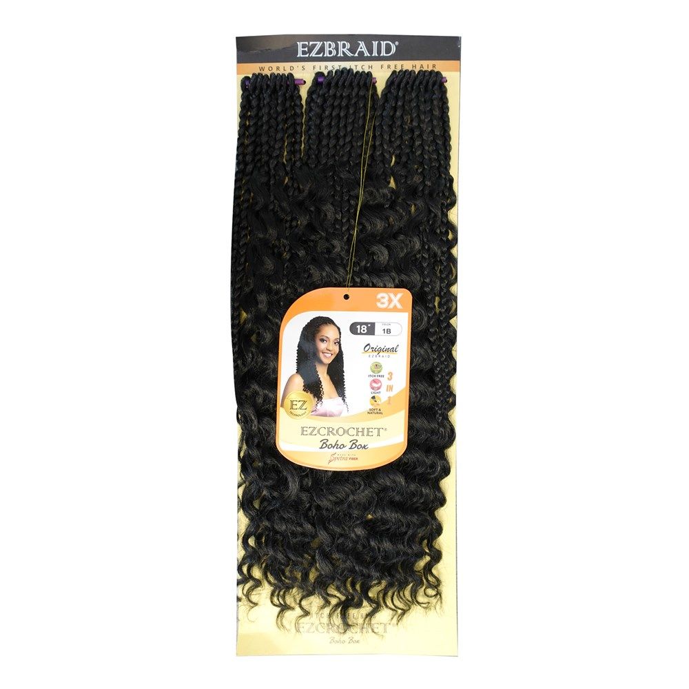 EZCROCHET 3X BOHO BOX BRAID 18&quot;, Color: #1B