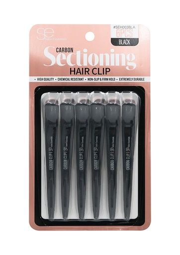 CARBON SECTIONING HAIR CLIP 6PCS BLACK