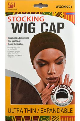 DELUXE WIG CAP DARK BROWN 2PC