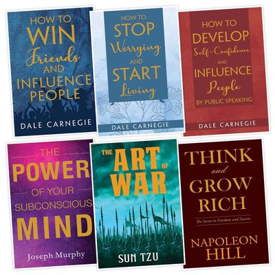 Pack of 6 Self Help Book for Adult - How to Self Confidence, Stop Worrying, Win Friends, Subconscios Mind, Think &amp; Grow and Art of War(PDF)