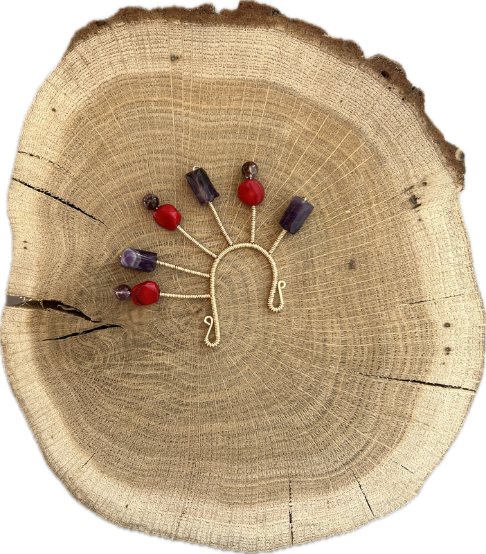 Earcuff - Coral y Amatista