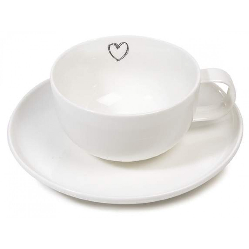 Tazza in ceramica bianca con decoro a cuore