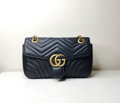 Vintage Black GG Marmont Chain Shoulder Bag