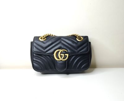 Vintage Black Small GG Marmont Chain Shoulder Bag