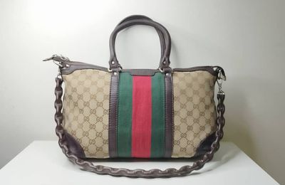 Vintage Web GG Tote Boston Shoulder, Top Handle Bag for Women