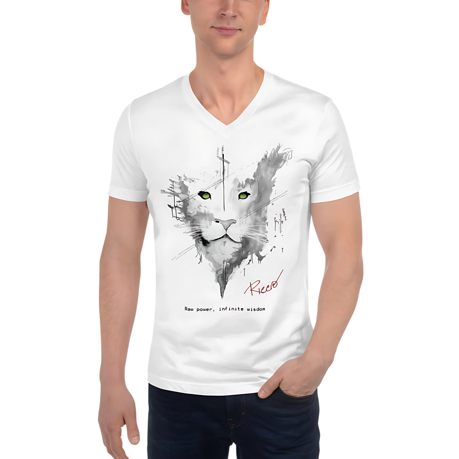 Raw power, infinite wisdom, Unisex Short Sleeve V-Neck T-Shirt