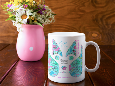 Vivez libre – Tasse Blanche Brillante
