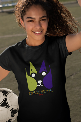 Robot cat activated. Destination infinite love-Women&#39;s Relaxed T-Shirt