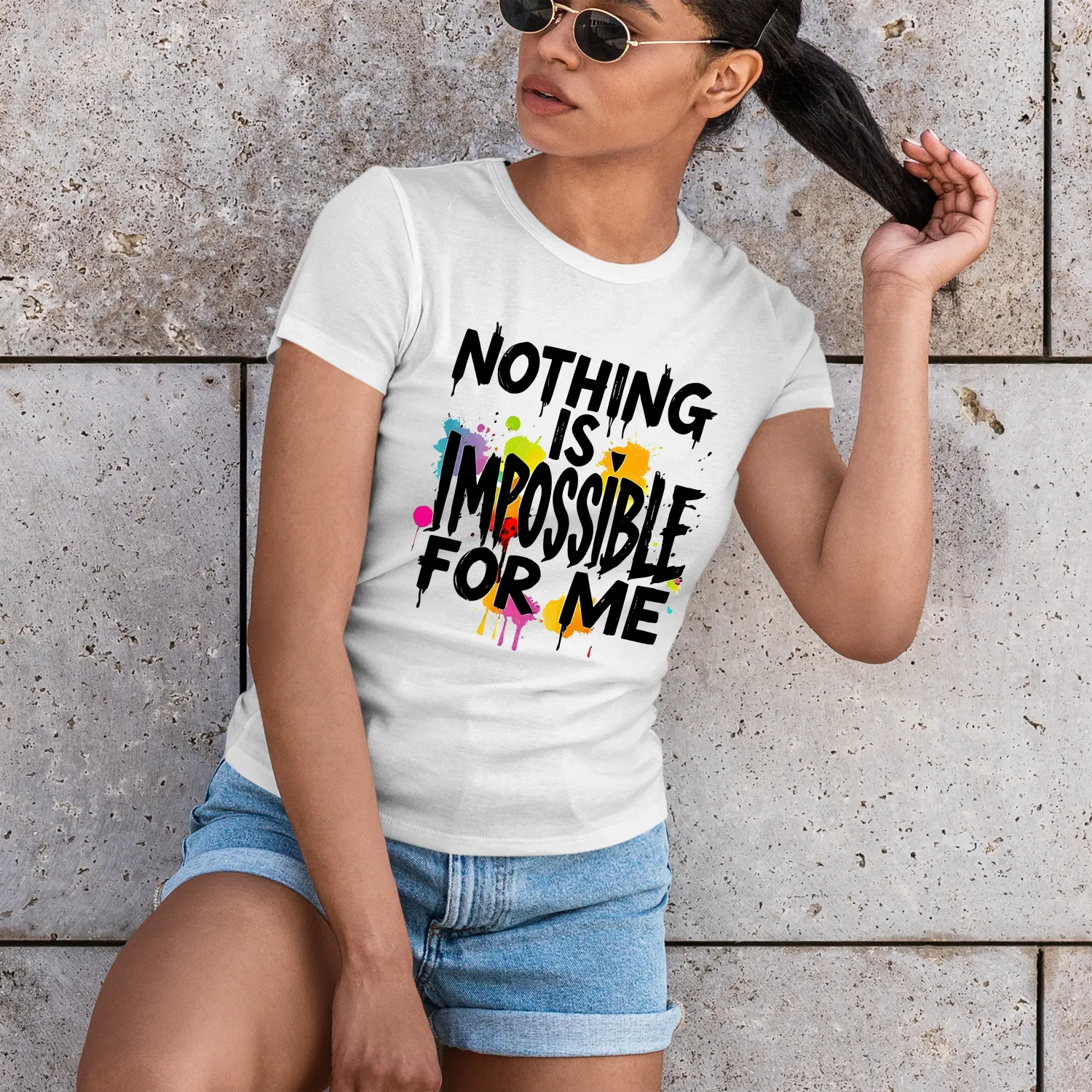 T-Shirt Affirmation Positive – Nothing Impossible for Me – Motivational Unisex Shirt